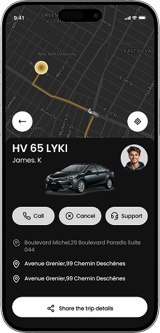backlance Passenger App Features for unicotaxi